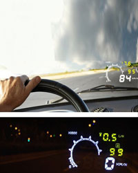 هد اپ دیسپلی نمایش اطلاعات صفحه کیلومتر روی شیشه خودرو یا HUD